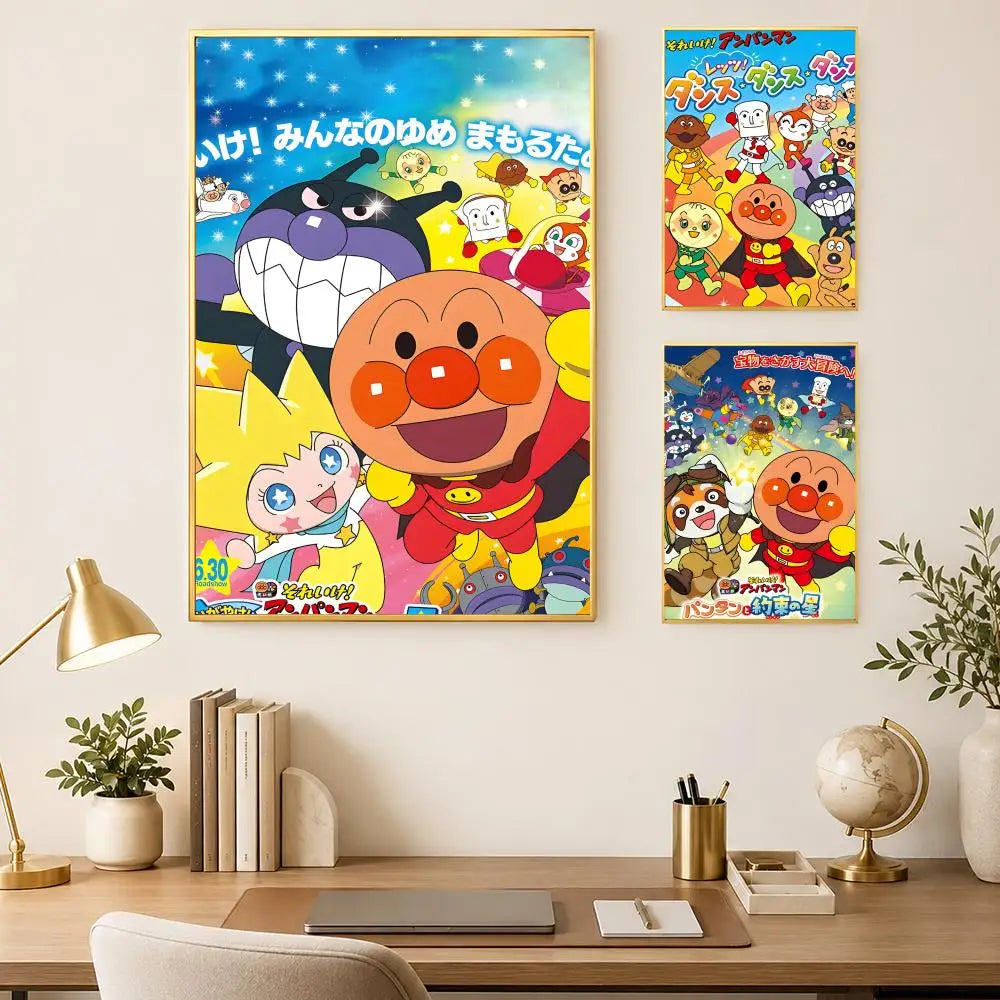 Anpanman Self-Stick HD PVC Wall Poster – Waterproof Home Decor Wall Art Poster Axl