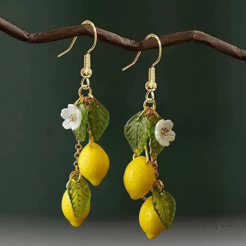 Lemon Tassel Drop Earrings – Bohemian Fruit Dangle Jewelry Dangle Earrings Axl A1
