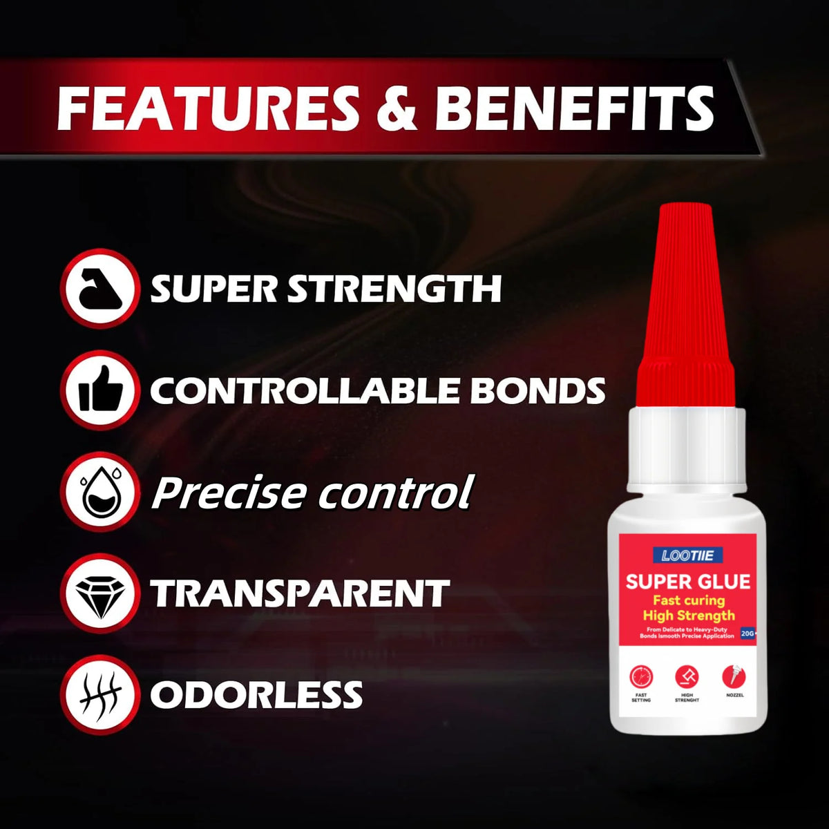 4-Pack Super Fast Bonding Glue | 10s Quick Fix Adhesive 20g Multi-Surface Adhesive Axl
