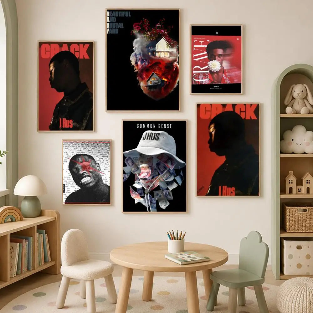 J Hus Self-Stick HD PVC Wall Poster – Waterproof Room Decor Wall Art Poster Axl