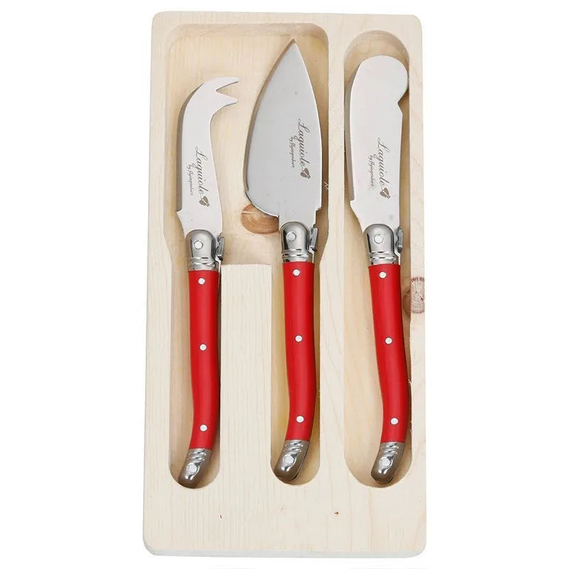 3-Piece Laguiole Style Cheese Knife Set – Butter Spreader & Slicer Cheese Knife Set Axl 3pcs red box