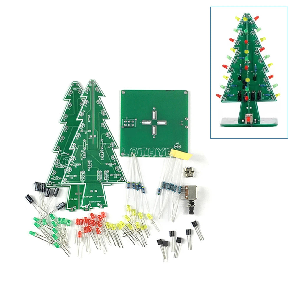 3D Christmas Tree DIY Soldering Kit – Flashing LED Lights DIY Electronics Kit Axl