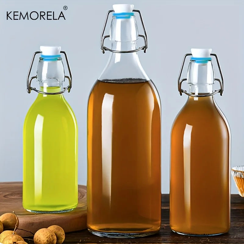 Frosted Glass Bottle 500ml/750ml – Airtight Flip Lock Brewing Jar Glass Brewing Bottle Axl