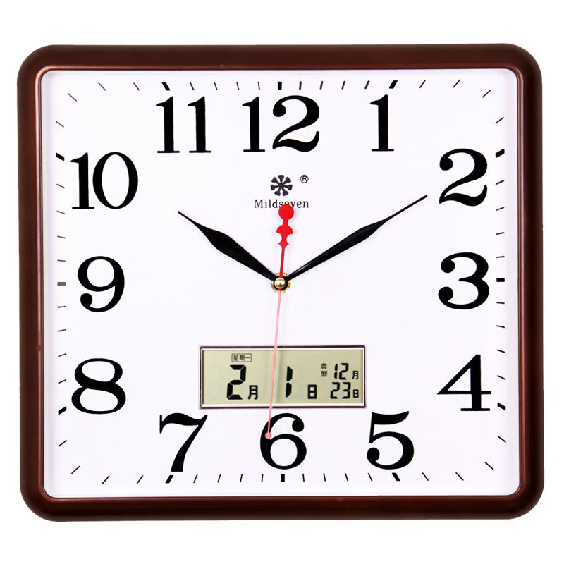 Square Silent Quartz Wall Clock with Calendar – 33cm Home Decor Wall Clock Axl