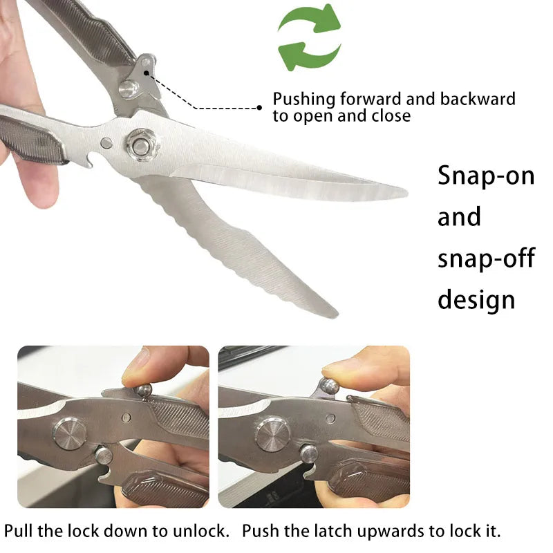 Ultra-Sharp Kitchen Scissors – Meat, Bone, Fish & Poultry Kitchen Scissors Axl