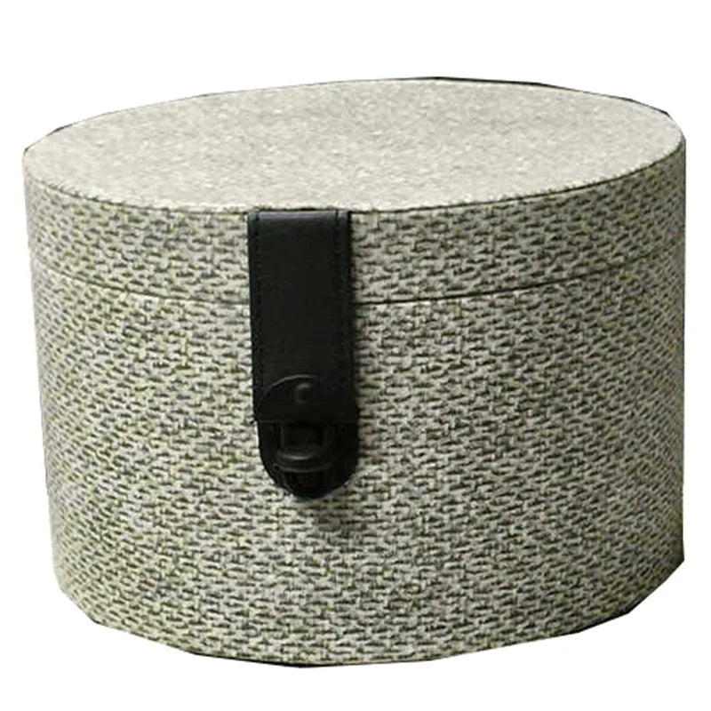 Round Leather Storage Box – Luxury Closet Organizer Bin Leather Storage Box Axl Grey 31X19CM