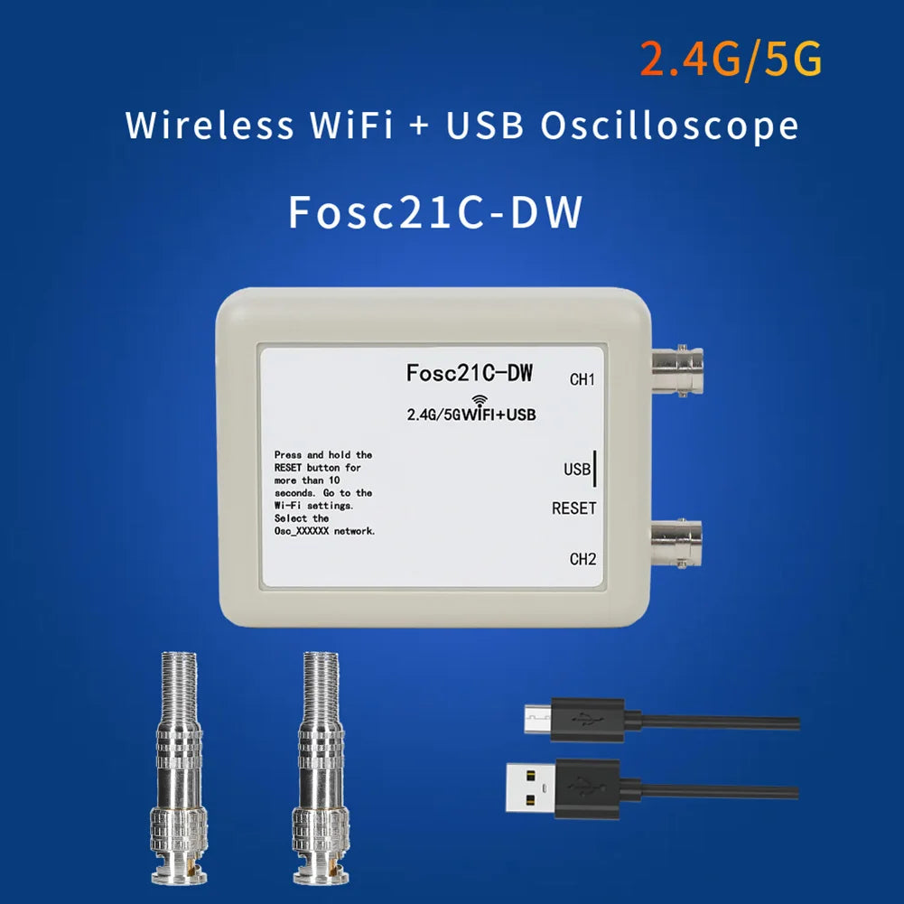 Fosc21C-DW Dual-Band WiFi USB 2-Channel Oscilloscope 2.4G/5G Wireless Oscilloscope Axl