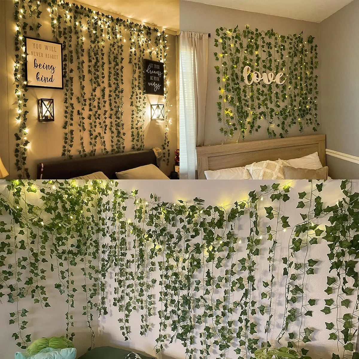 2M LED Artificial Green Leaf Vine String – Wedding Party Decor LED Vine Garland Axl
