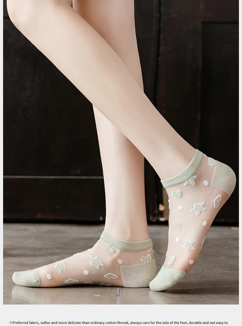 Women's Polka Dot Ankle Socks – 5 Pairs Bamboo Fiber Short Socks Women's Ankle Socks Axl