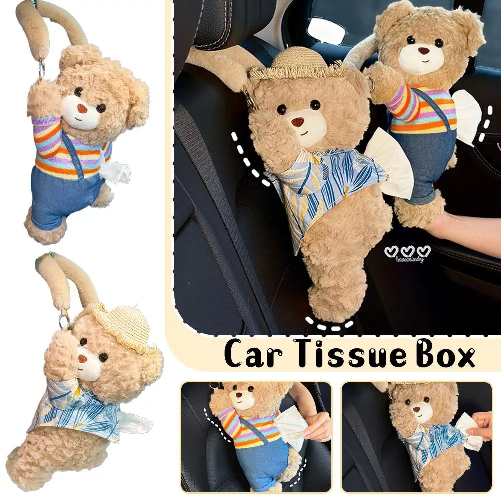 Cute Bear Plush Car Tissue Box Holder – Car & Home Decor Plush Tissue Box Holder Axl