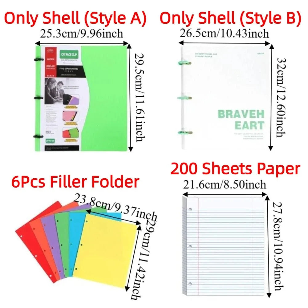 3-Ring Waterproof Loose-Leaf Binder Folder + 200 Lined Sheets Loose-Leaf Binder Axl