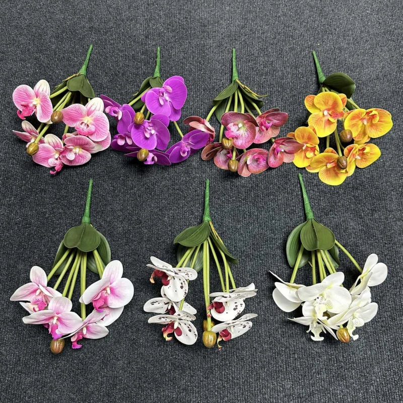 2-Pack Real Touch Artificial Phalaenopsis Orchid Bouquet – 6 Heads Artificial Flower Bouquet Axl