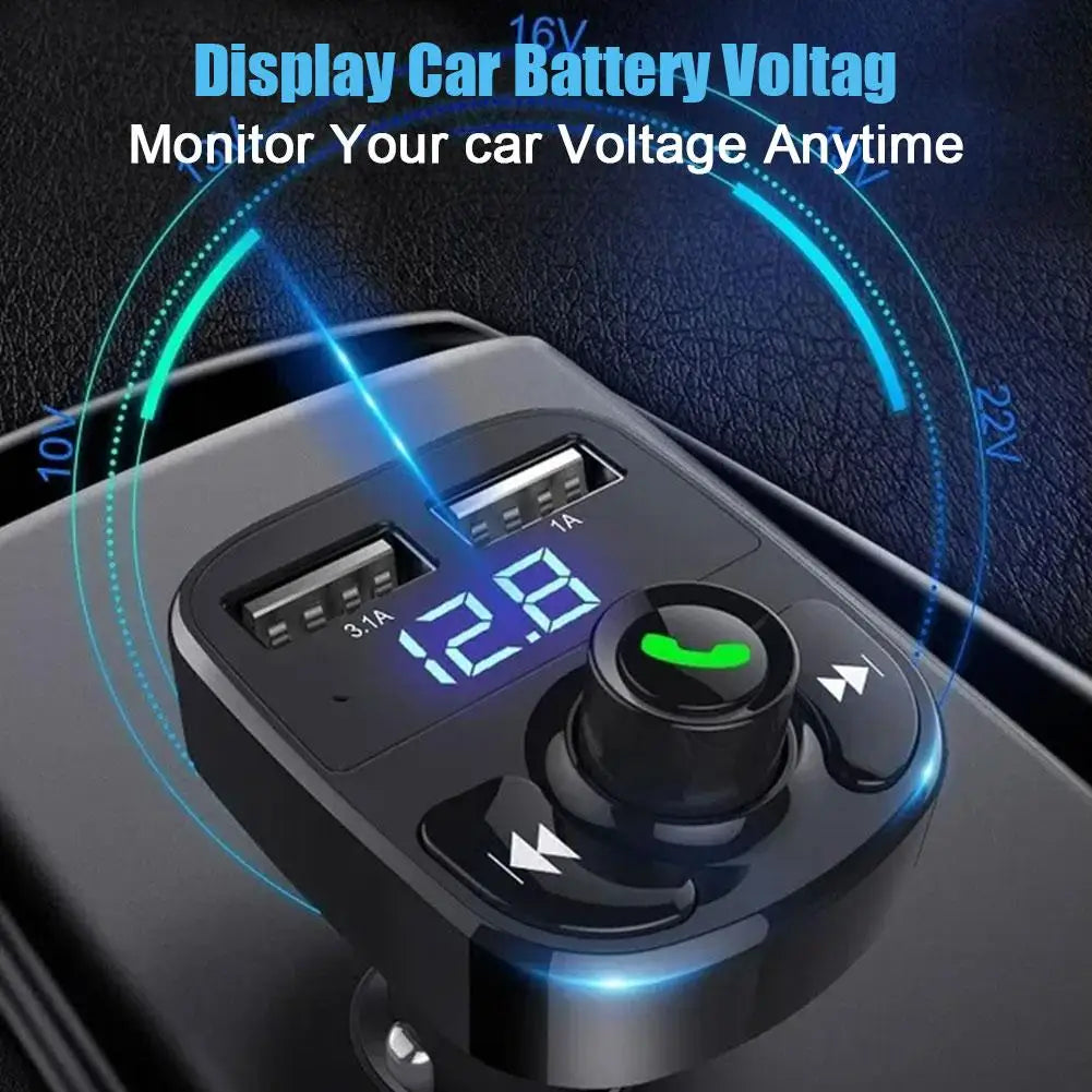 Bluetooth 5.0 FM Transmitter Car Charger – Dual USB Hands-Free FM Transmitter Car Kit Axl