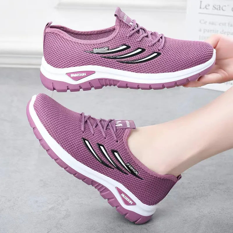 Women's Mesh Platform Sneakers – Breathable Lace-Up Plus Size Platform Sneakers Axl