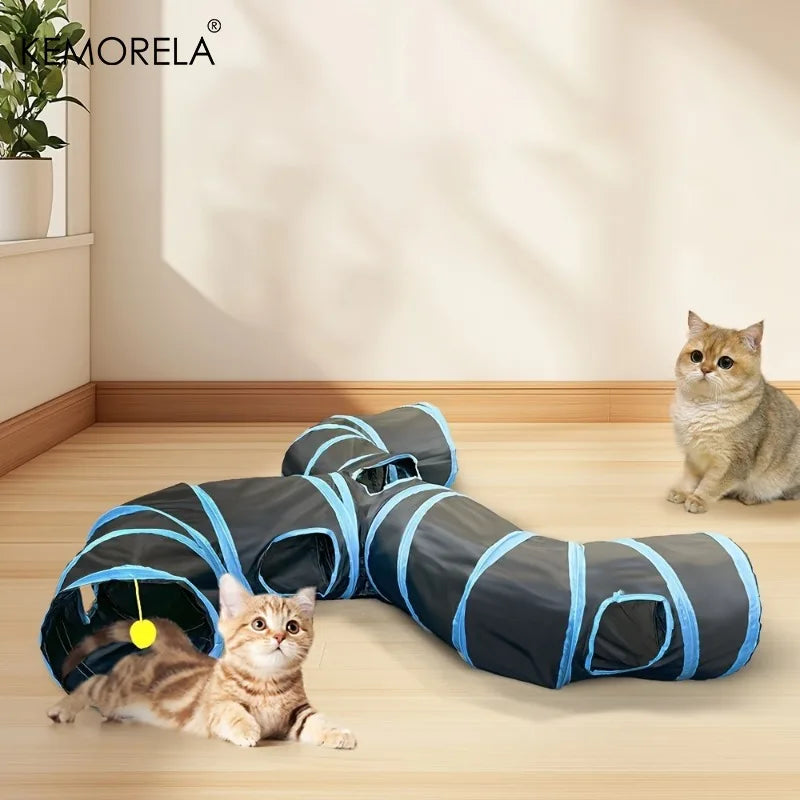 KEMORELA Foldable T-Cross Cat Tunnel Indoor Play Toy Cat Play Tunnel Axl