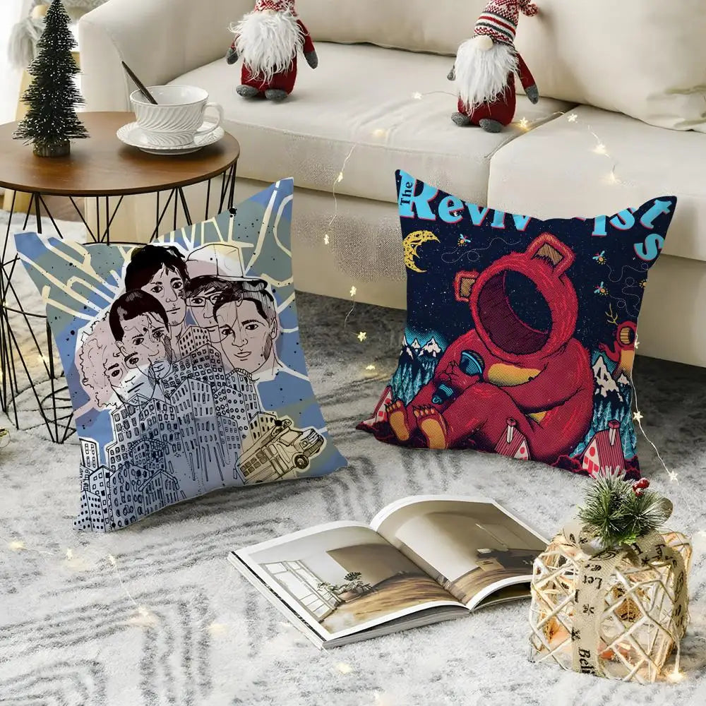 Linen Pillow Cover Band Print | Breathable Cushion Case Cushion Cover Axl