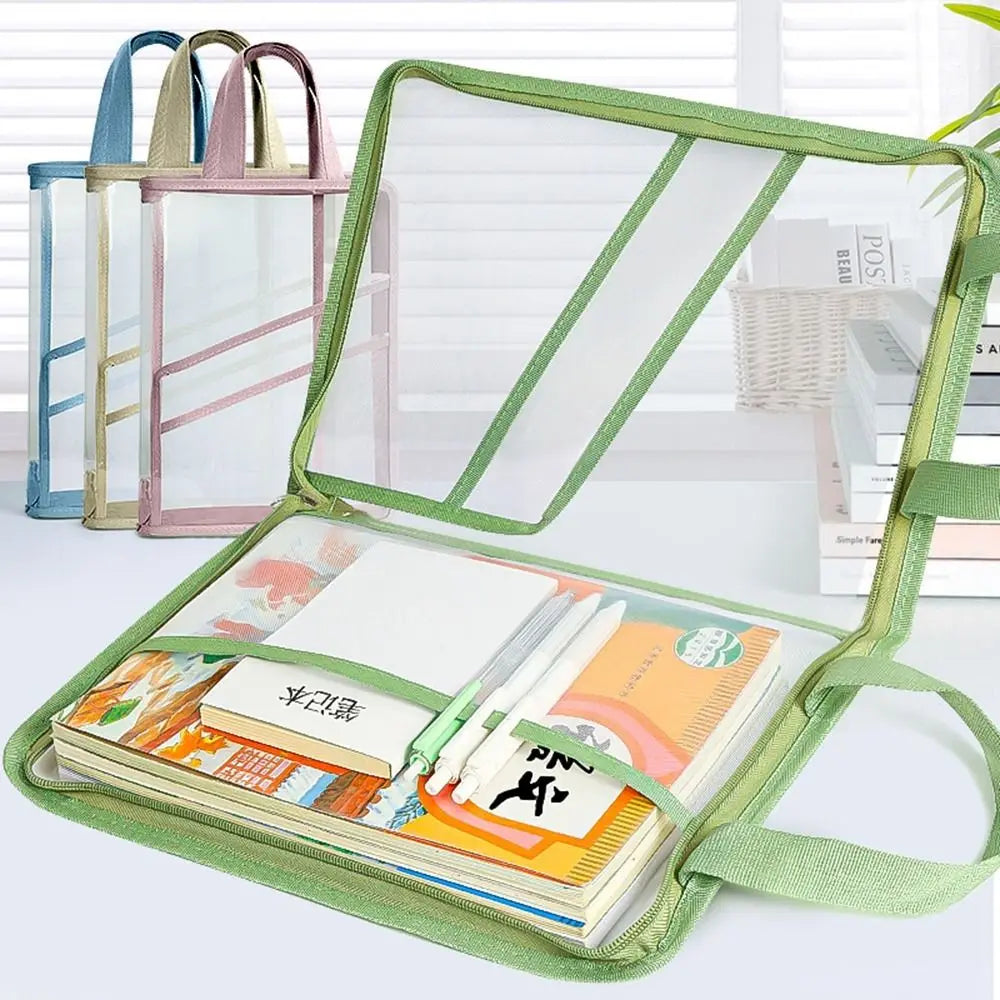 4-Layer Mesh Zipper Pouch – Transparent PVC Document Bag Document Organizer Bag Axl