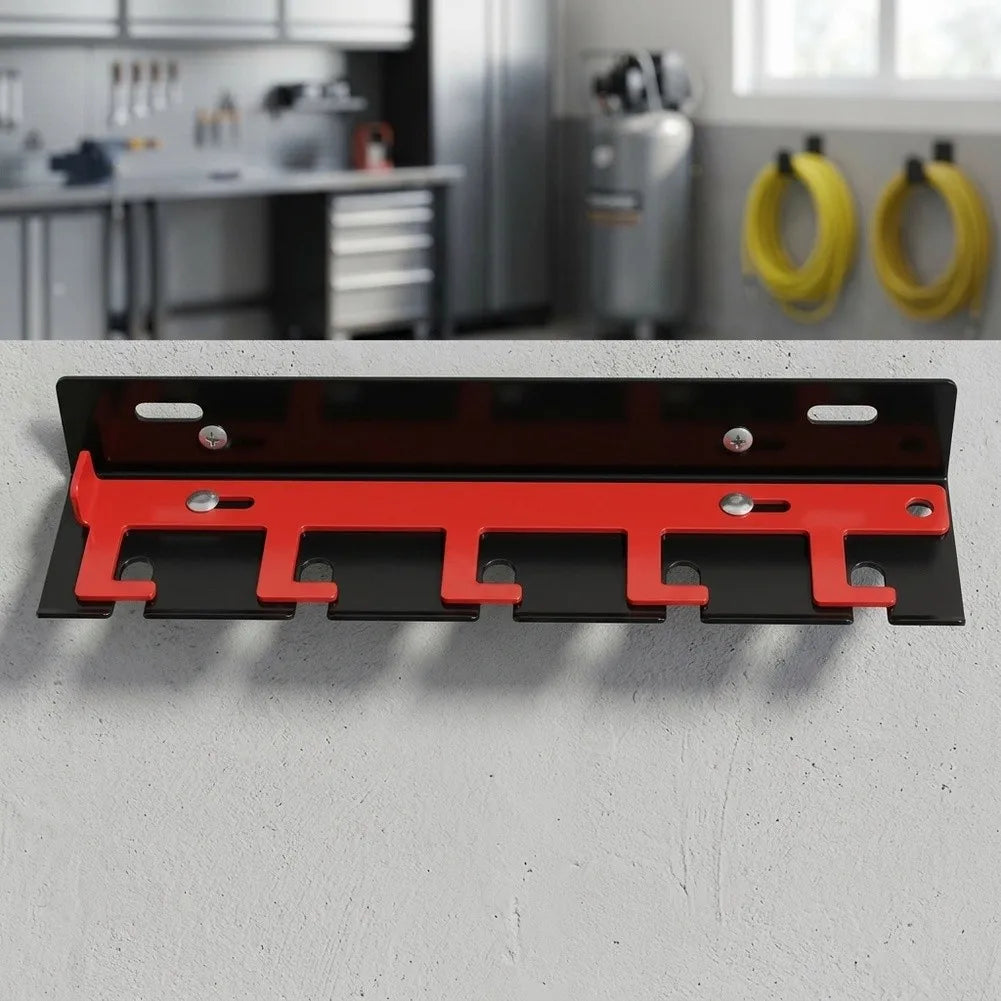 Wall-Mounted Pneumatic Tool Rack | 5-Slot Sliding Lock Organizer Tool Storage Rack Axl