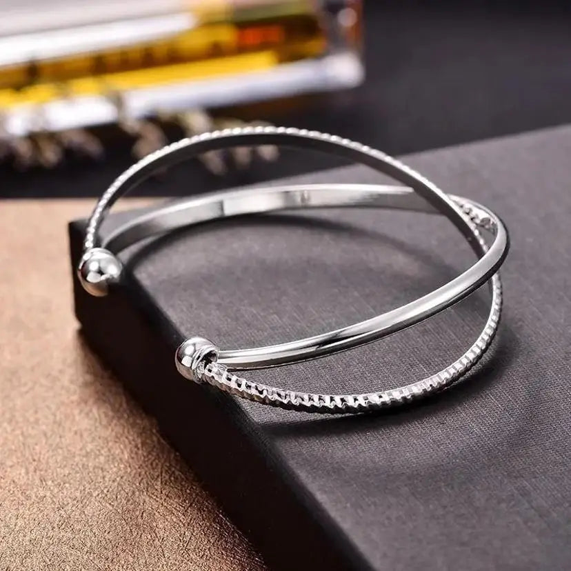 Double Layered Cuff Bracelet – Rose Gold, Gold & Silver Bangle Cuff Bracelet Axl