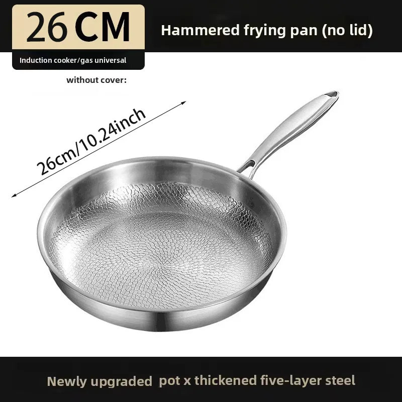 KEMORELA Hammered Steel Non-Stick Skillet 26/28/30cm Induction Non-Stick Skillet Axl 26cm lidless