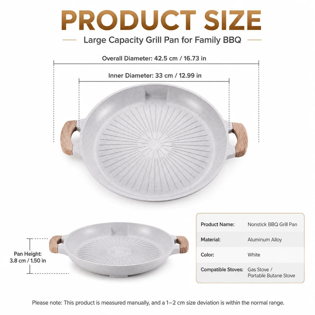 Korean BBQ Grill Pan 33cm Nonstick Volcanic Rock Skillet Grill Pan Axl