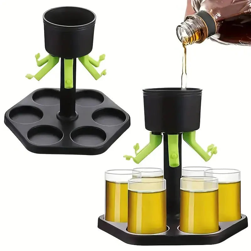 6-Way Shot Glass Dispenser with Holder | Party Bar Pourer Shot Glass Dispenser Axl