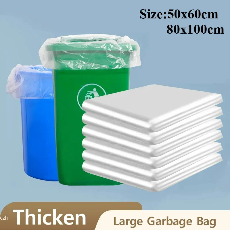 50/100PCS Large Transparent Garbage Bags – Thickened Disposable Trash Bags Axl