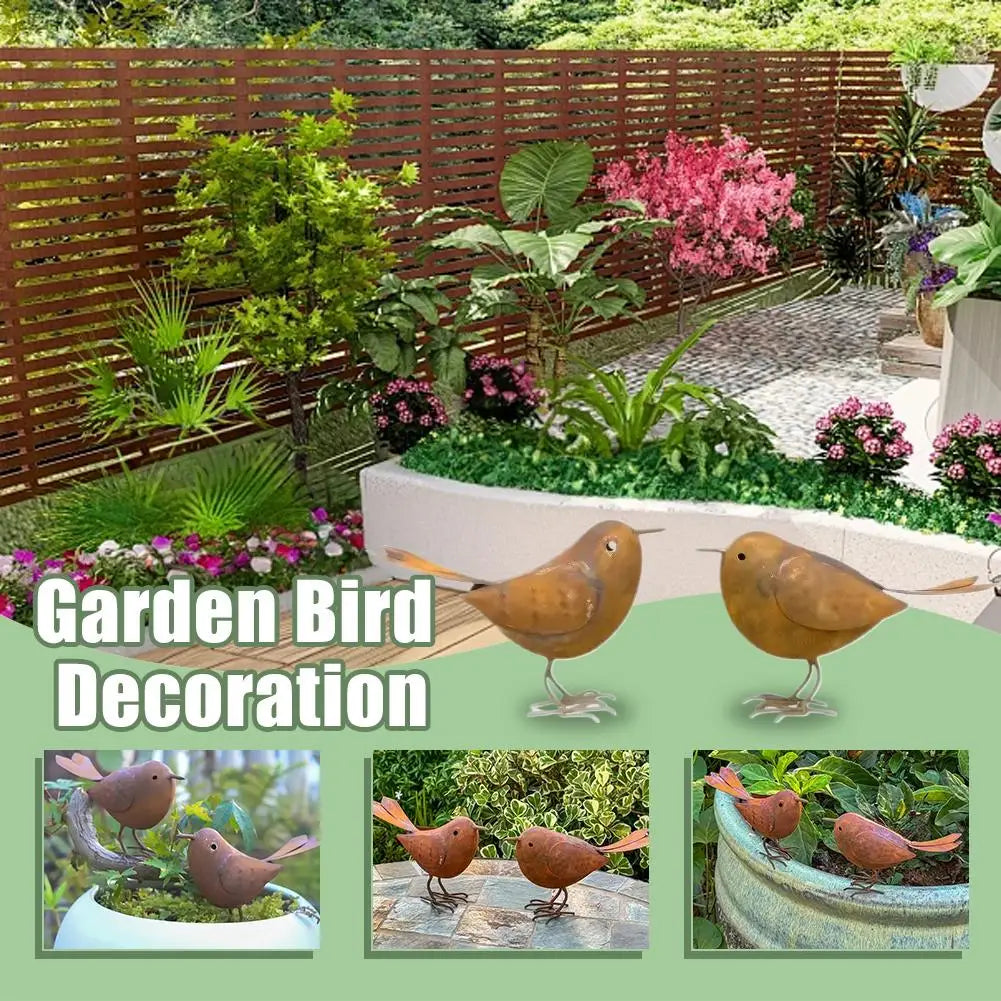 Retro Metal Bird Garden Sculptures – Iron Art Decor Set of 2 Garden Sculpture Axl
