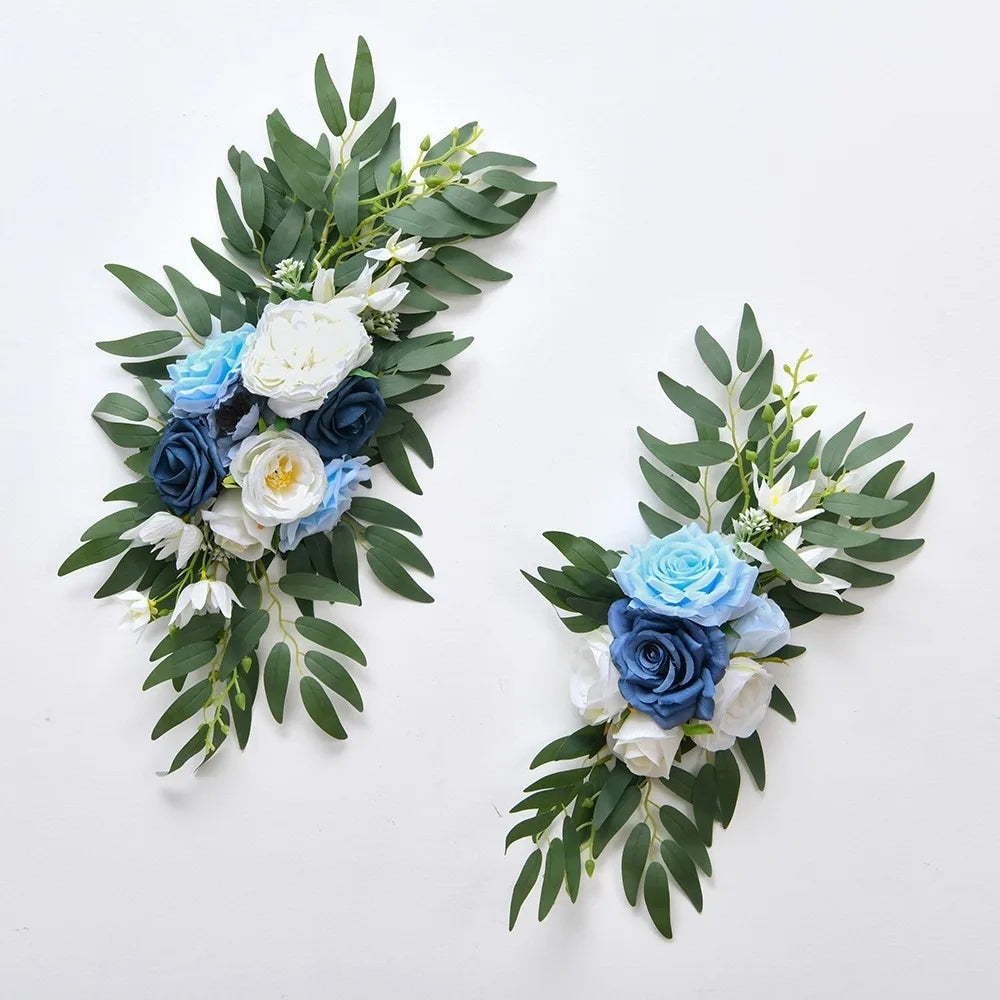 Boho Artificial Wedding Arch Flowers & Eucalyptus Garland 2pc Artificial Wedding Flowers Axl Blue