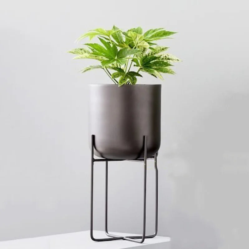 Nordic Iron Flower Pot Stand – Indoor & Outdoor Plant Shelf Rack Plant Pot Stand Axl Black-Medium