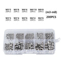 200pcs Stainless Steel Hex Socket Grub Screw Set M3–M8 Screw Fastener Set Axl 1box