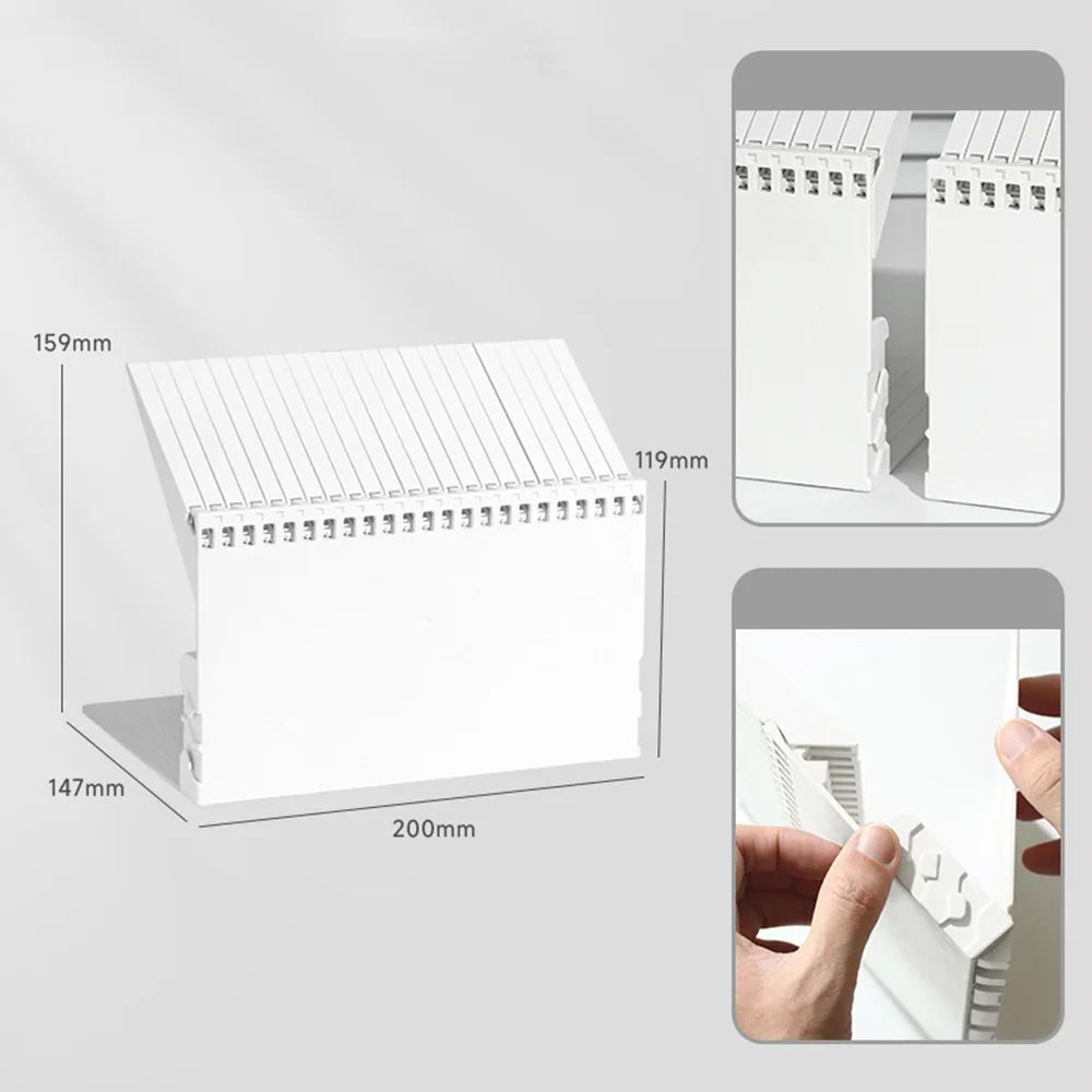 Piano Key Gradient Bookend – Decorative Desk Book Stand Decorative Bookend Axl White