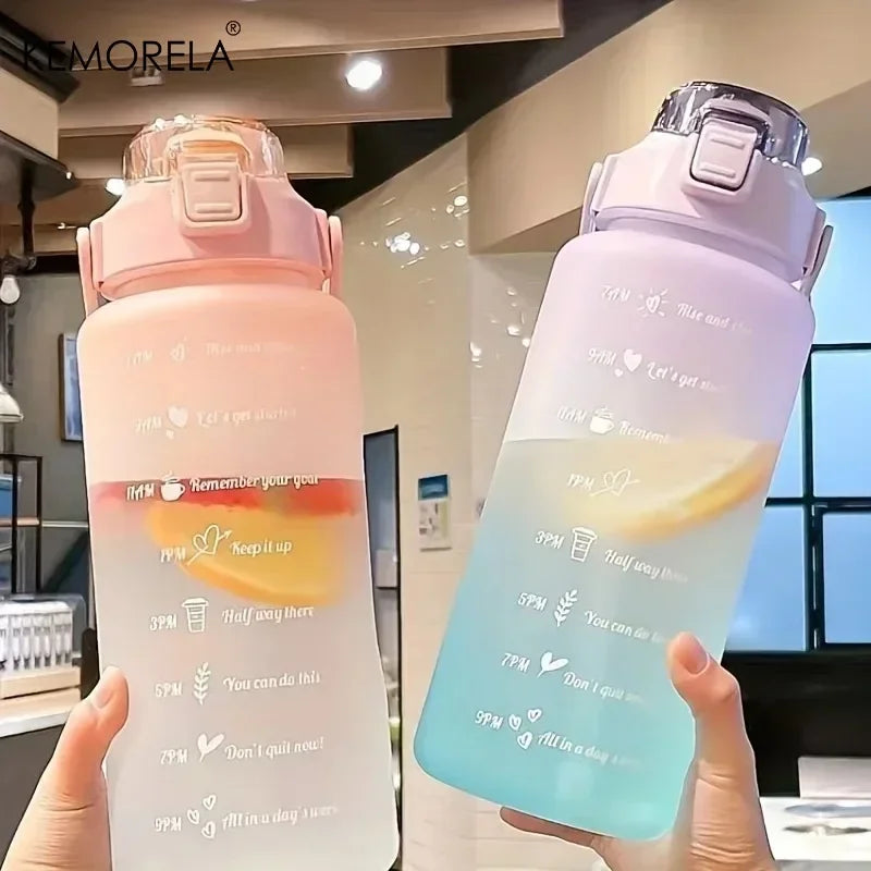 KEMORELA 2L Water Bottle with Straw & Time Marker Sports Water Bottle Axl