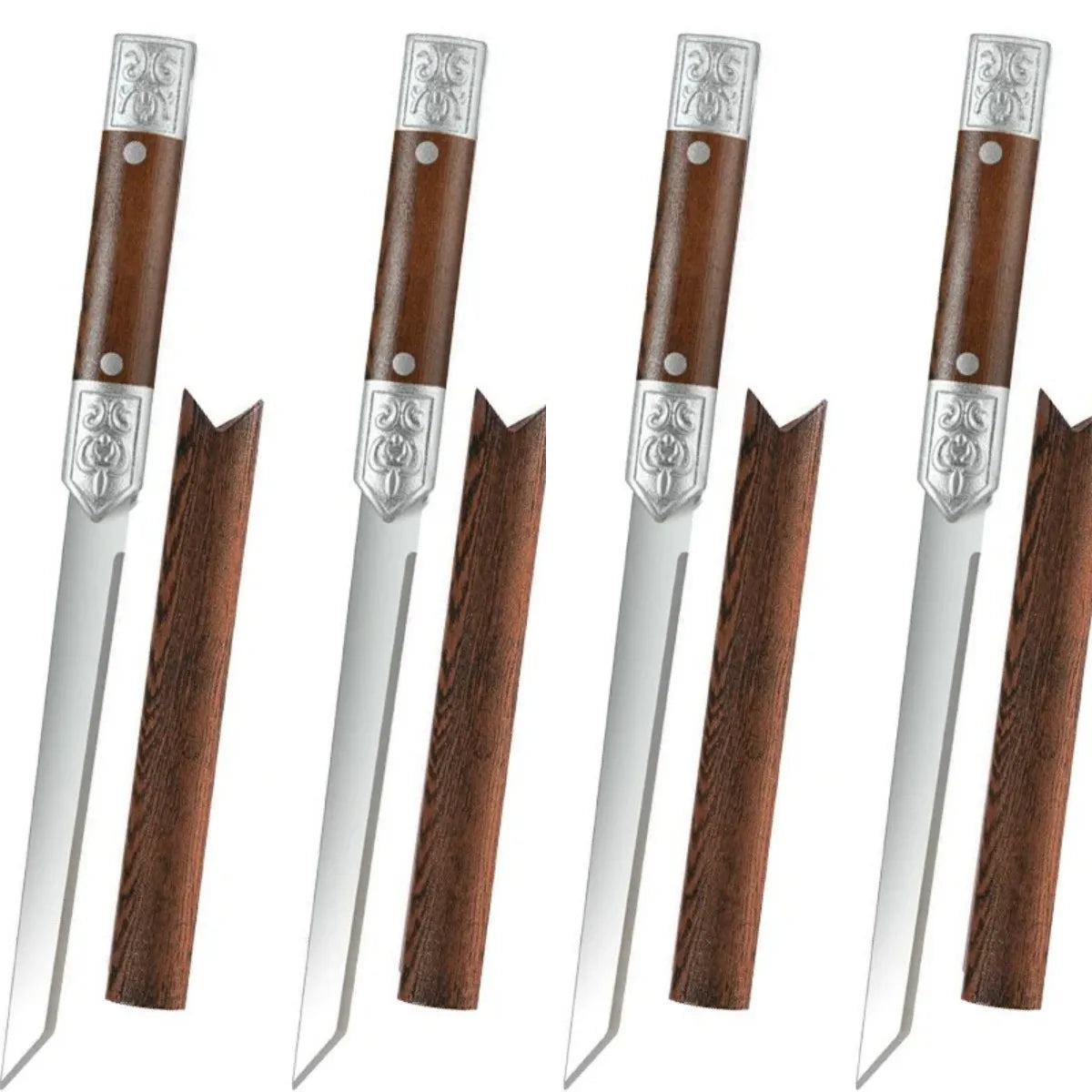 Hand Forged Damascus Steel Japanese Kitchen Knife – 13" Blade Damascus Kitchen Knife Axl 4pcs B