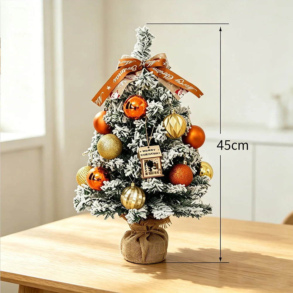 45cm Flocked Mini Christmas Tree – Artificial Tabletop Snowy Pine Artificial Christmas Tree Axl