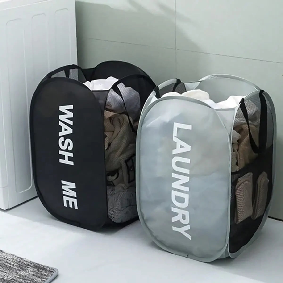 Pop-Up Mesh Laundry Hamper – Collapsible, Breathable Basket Laundry Hamper Axl