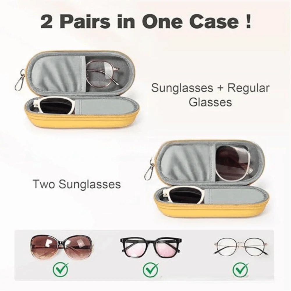 Double Sunglasses Case Hard Shell Dual Eyeglass Travel Organizer Eyeglass Travel Case Axl