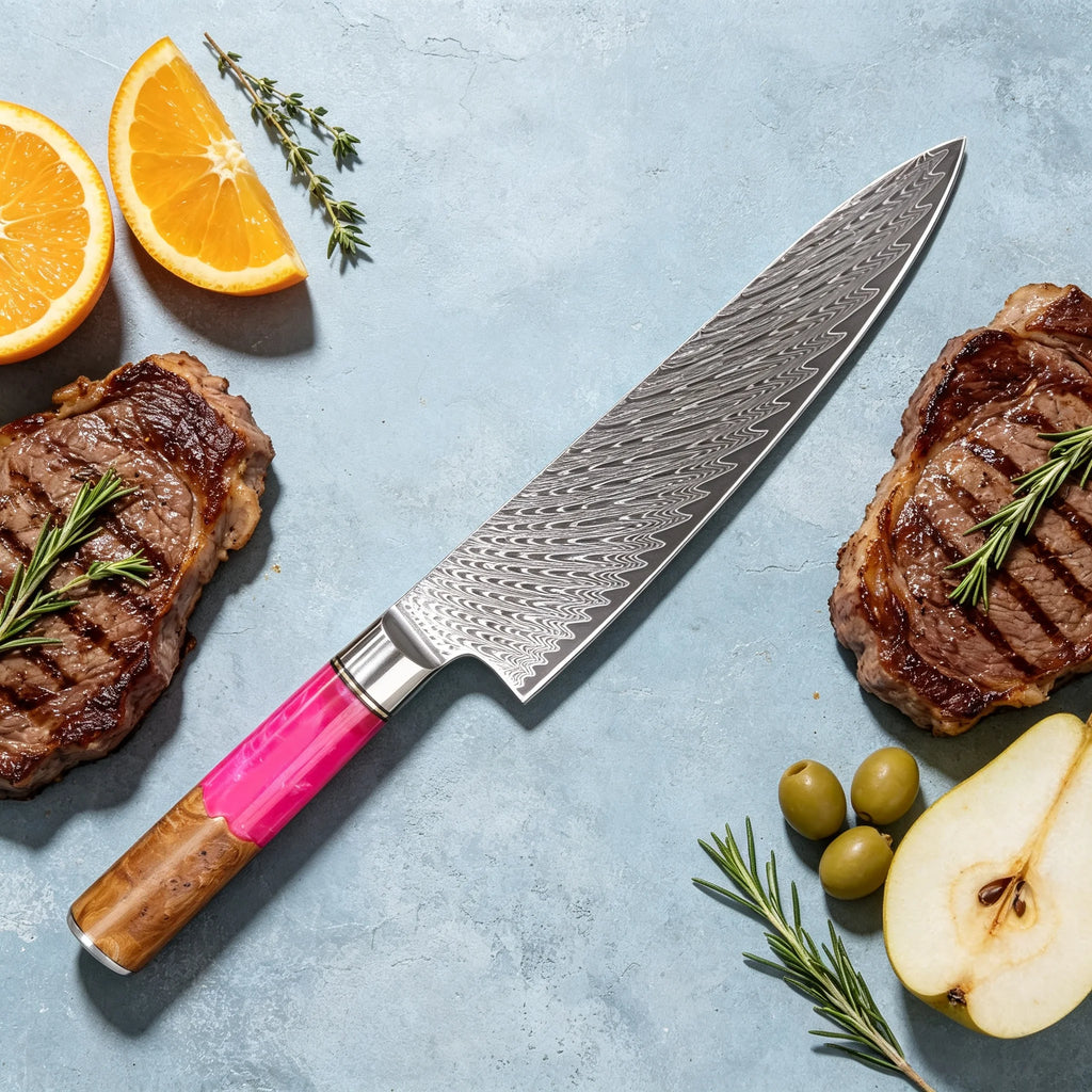 Damascus Steel Chef Knife – 19.4cm Blade for Kitchen & Cooking Damascus Chef Knife Axl