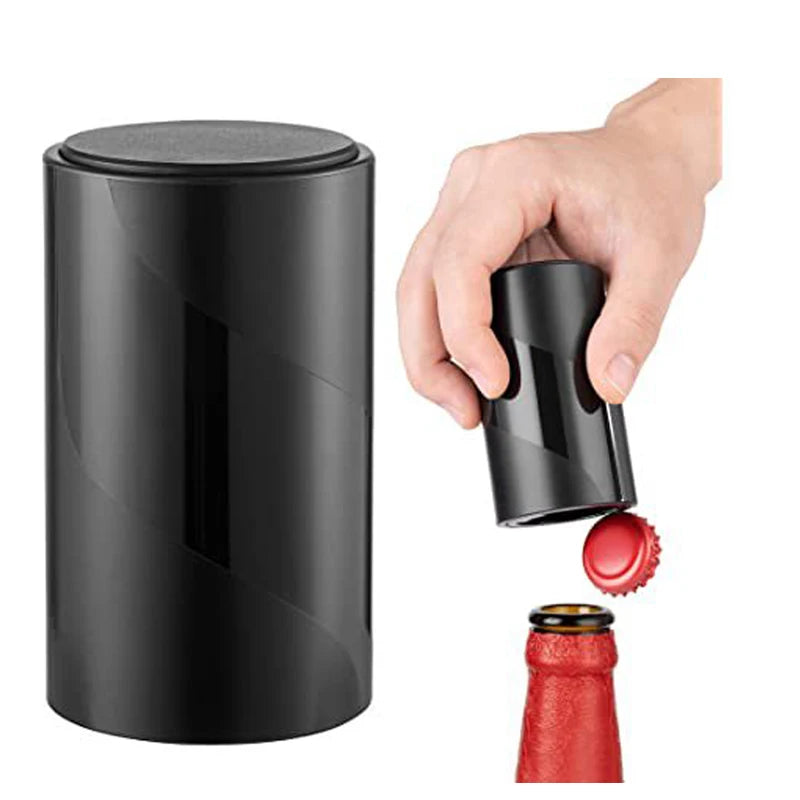 Magnetic Auto Beer Bottle Opener with Cap Catcher – Black Bottle Opener Axl