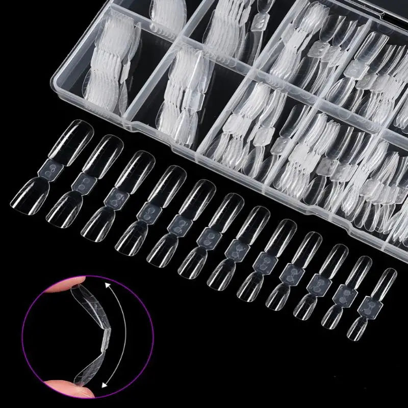 240 Pcs Dual Forms Nail Extension Mold Kit – Almond & Coffin Nail Extension Molds Axl
