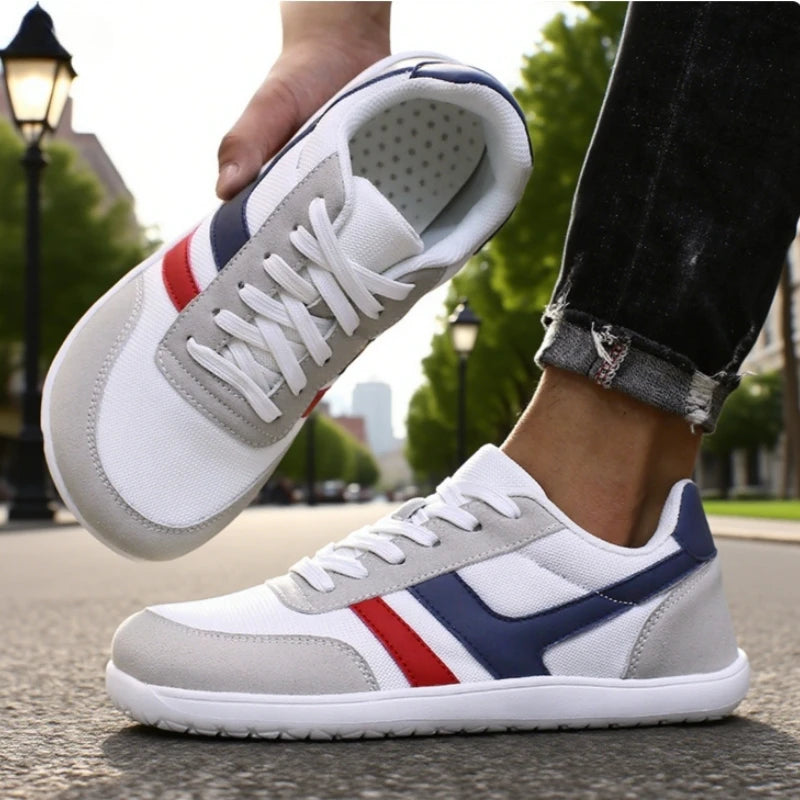 ZULIWAGN Men's Wide Sneakers – Soft Sole Breathable Running Shoes Athletic Sneakers Axl White Blue 40
