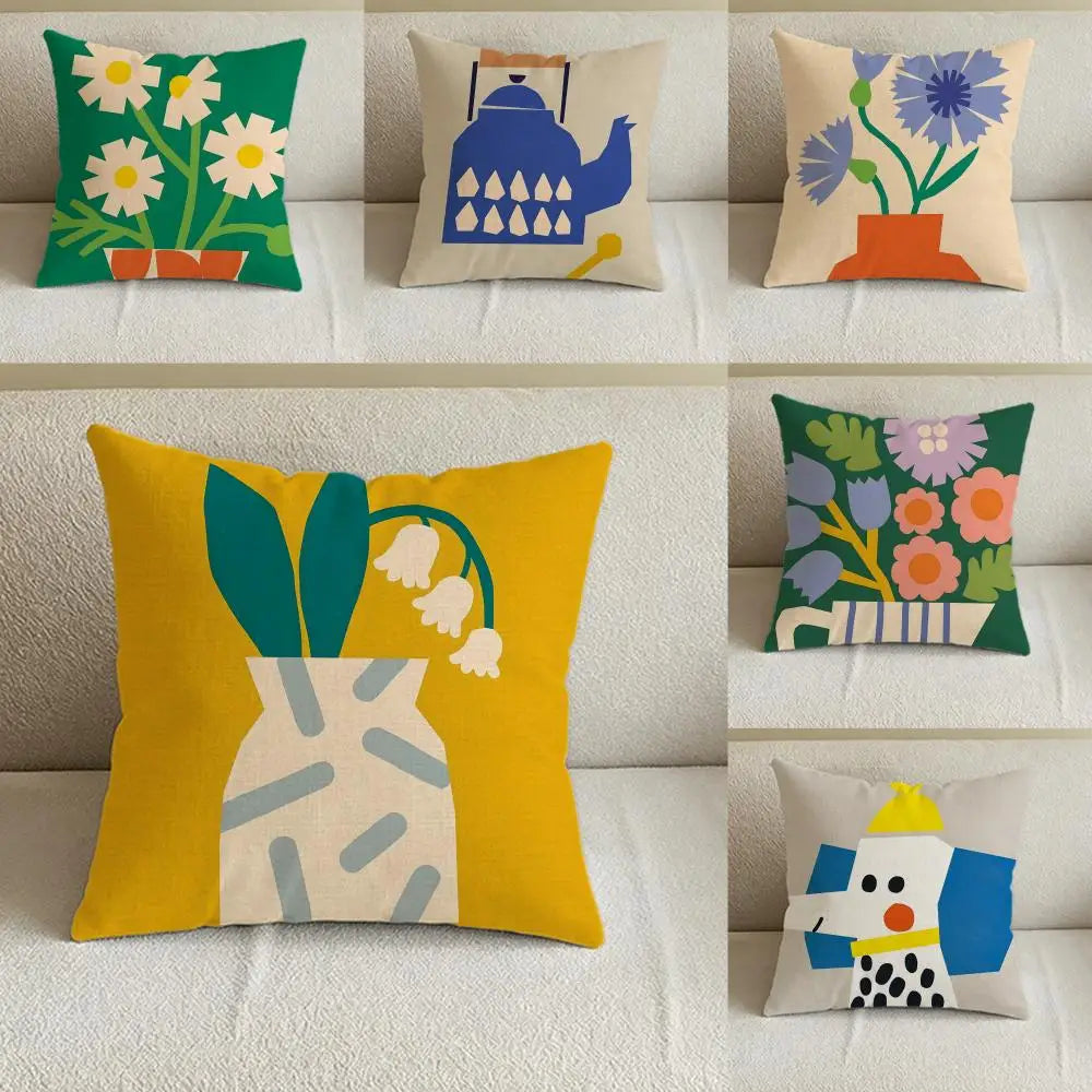Natural Linen Cushion Cover – Printed Pillow for Sofa & Bed Linen Cushion Cover Axl