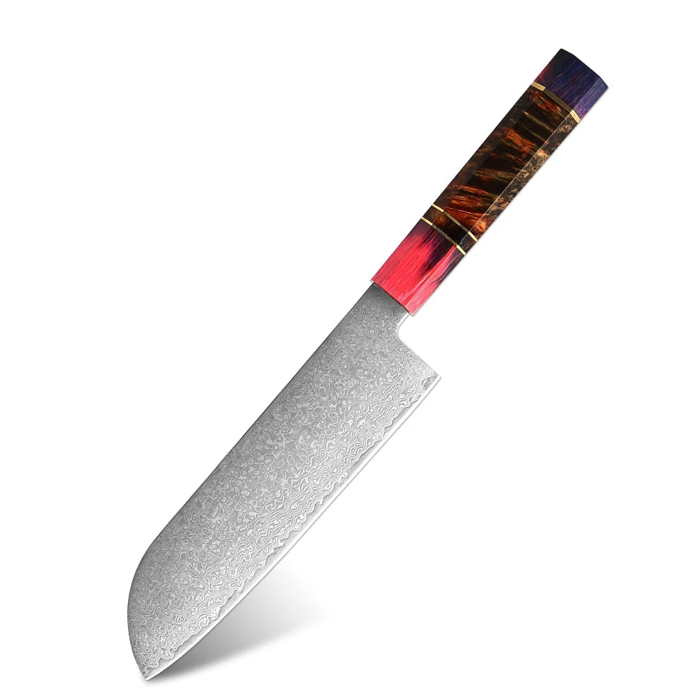XITUO Damascus Steel Chef Knife Set – VG10 Core, Wood Handle Kitchen Knife Set Axl Santoku Knife 1