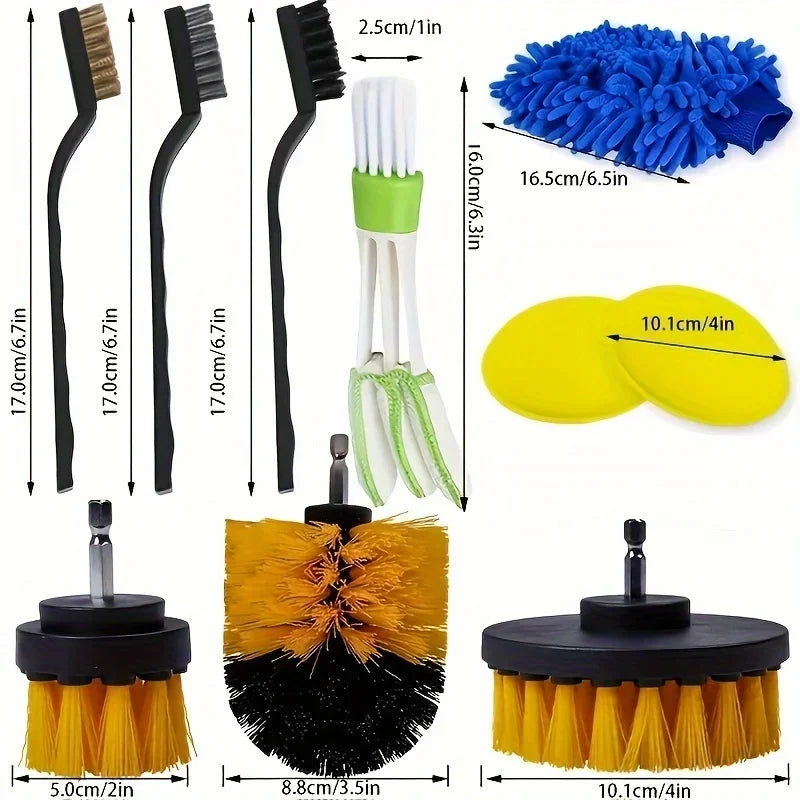 Car Interior Cleaning Brush Set – Drill, Vent & Wheel Hub Kit Car Detailing Brush Set Axl