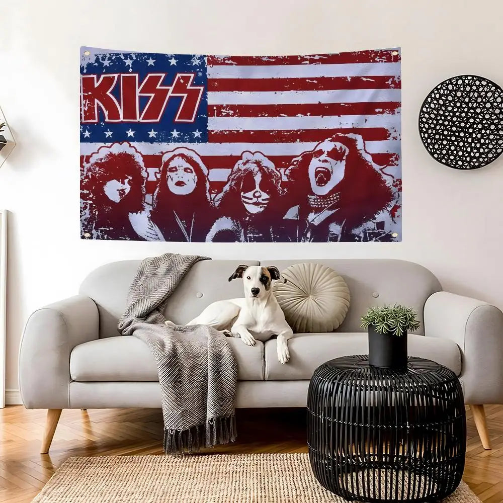 KISS Band Flag – Indoor & Outdoor Concert Wall Banner Art Music Band Flag Axl