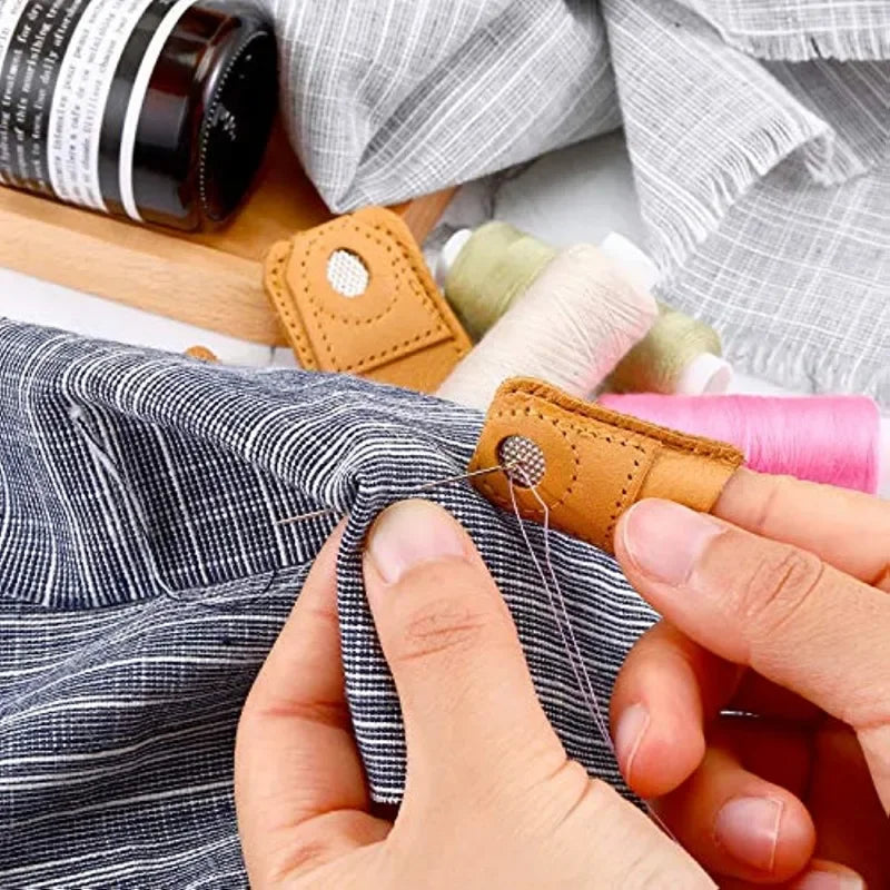 2-Pack Leather Coin Thimble – Sheepskin Sewing Finger Protector Sewing Thimble Set Axl