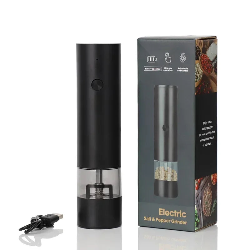 USB Rechargeable Electric Salt & Pepper Grinder | Adjustable Mill Electric Spice Grinder Axl USB Style 1pc black