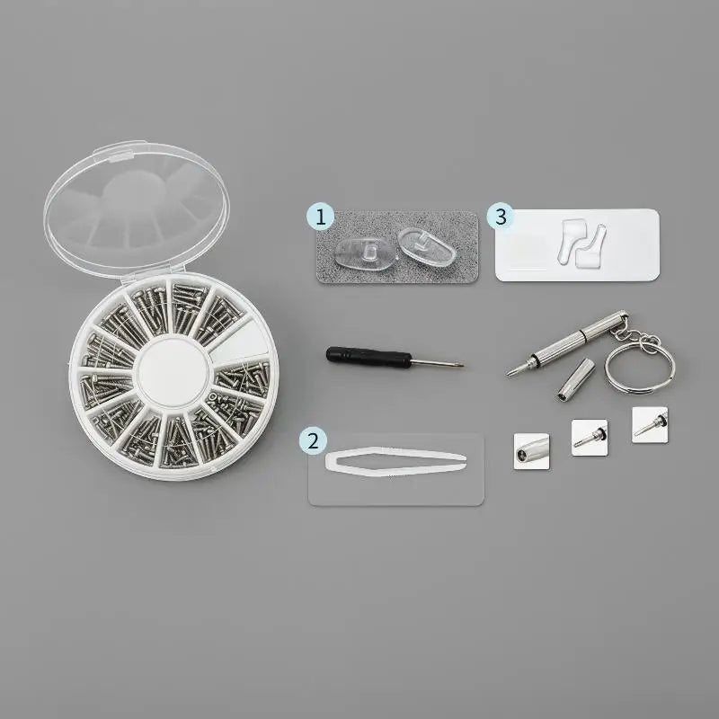 Eyeglass Repair Kit – Screws, Screwdrivers, Nose Pads & Tools Eyeglass Repair Kit Axl