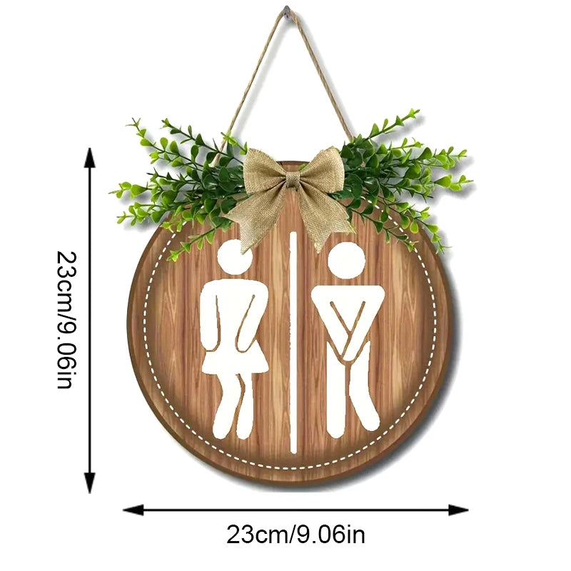 Rustic Round Wooden Sign – Funny Bathroom & Laundry Wall Decor Wooden Wall Sign Axl