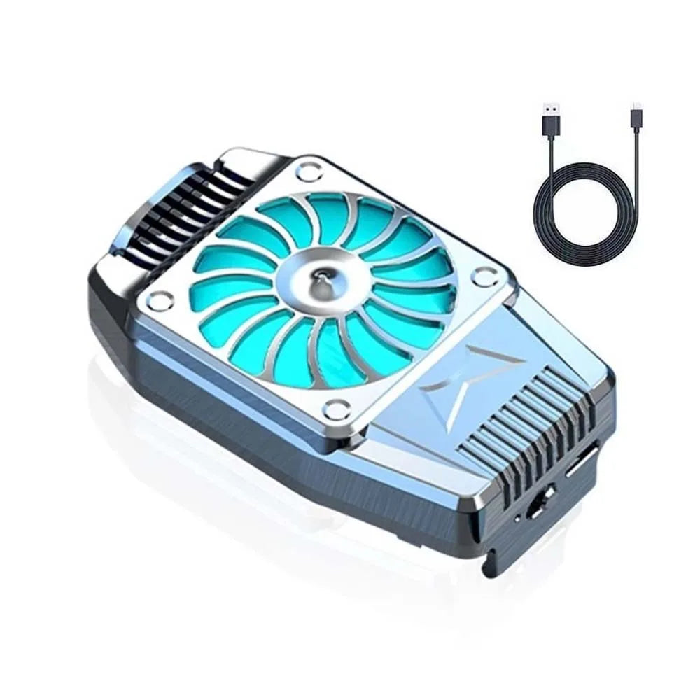 Portable Phone Cooler – 9-Fan Blue LED Radiator & Back Clip Phone Cooling Fan Axl Silver